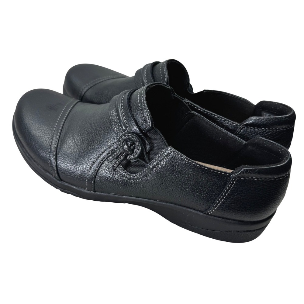 Clarks Collection Cheyn Mandi Slip On Shoes Women 8 Black Leather Comfort Loafer